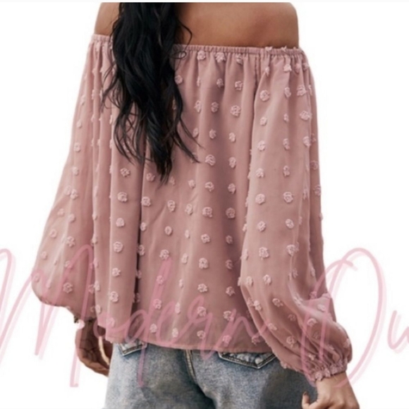 Nwt swiss dot off shoulder top - Picture 2 of 6